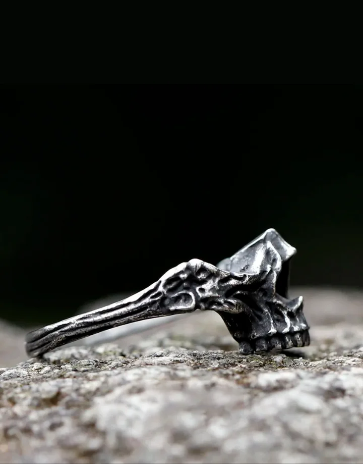 Techwear Half Jaw Skull Ring