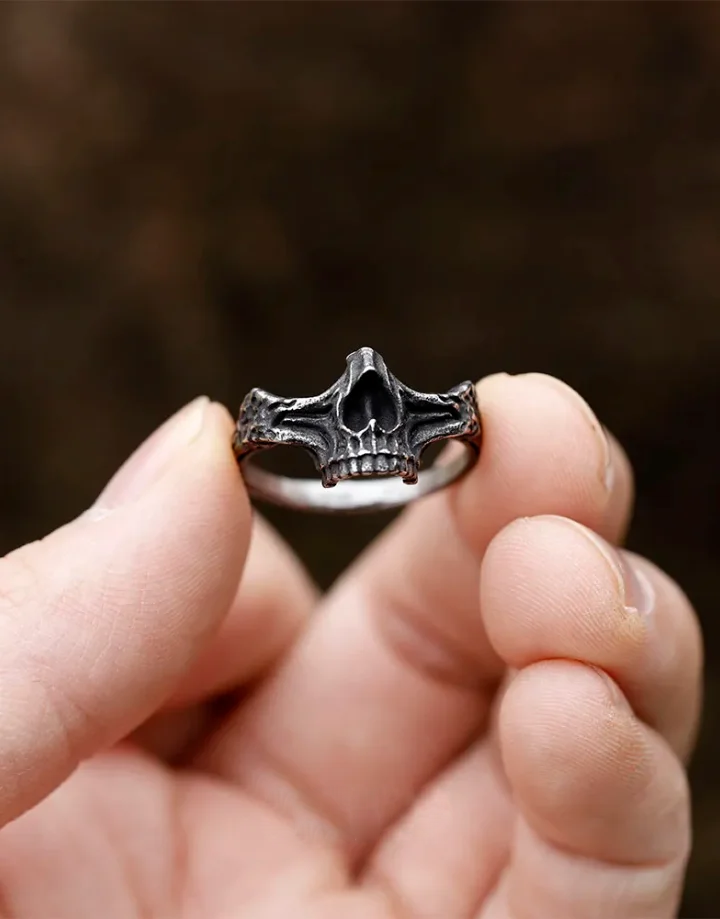 Techwear Half Jaw Skull Ring
