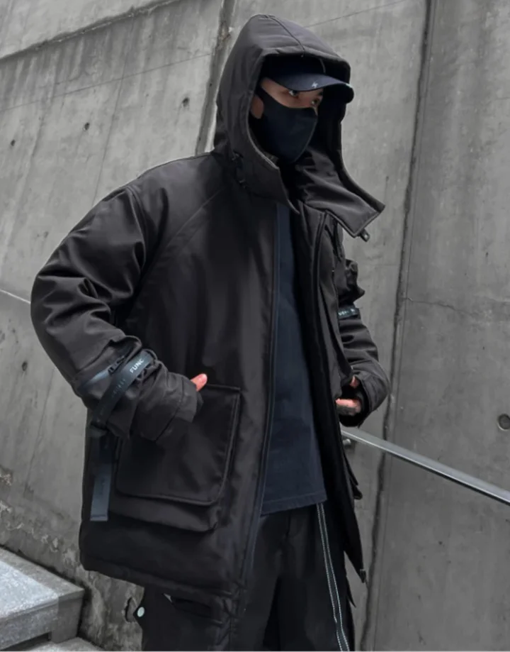 ジャケット・アウター WANSIE DRAWCORD LIGHT MODS COAT BLACK Niepce Techwear Atom Bomb Cyberpunk Windbreaker Urban Hip