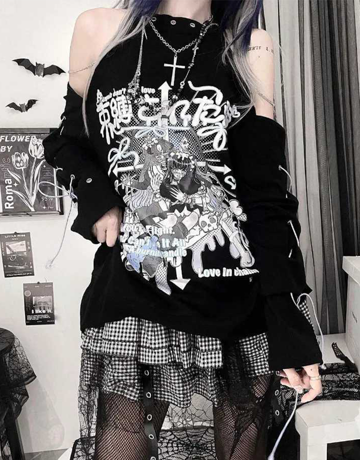 Techwear Women Goth Shirt