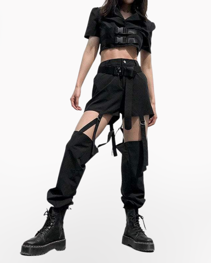 パンツ CTHY TECHWOOL BAGGY SARROUEL SLACKS Airbag Patched Wide Hem-String Trousers in Khaki – SVRN