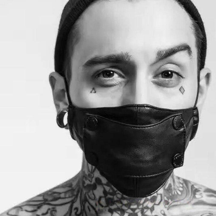 Techwear Black Leather Face Mask