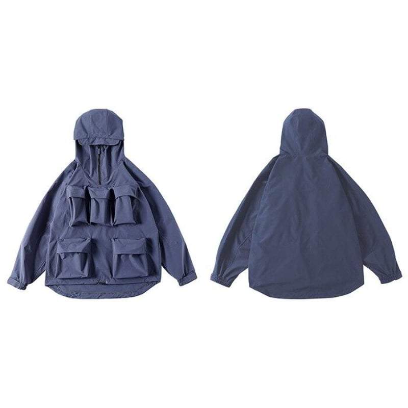 ジャケット・アウター fur docking multi pocket hooded coat fur docking multi pocket hooded coat