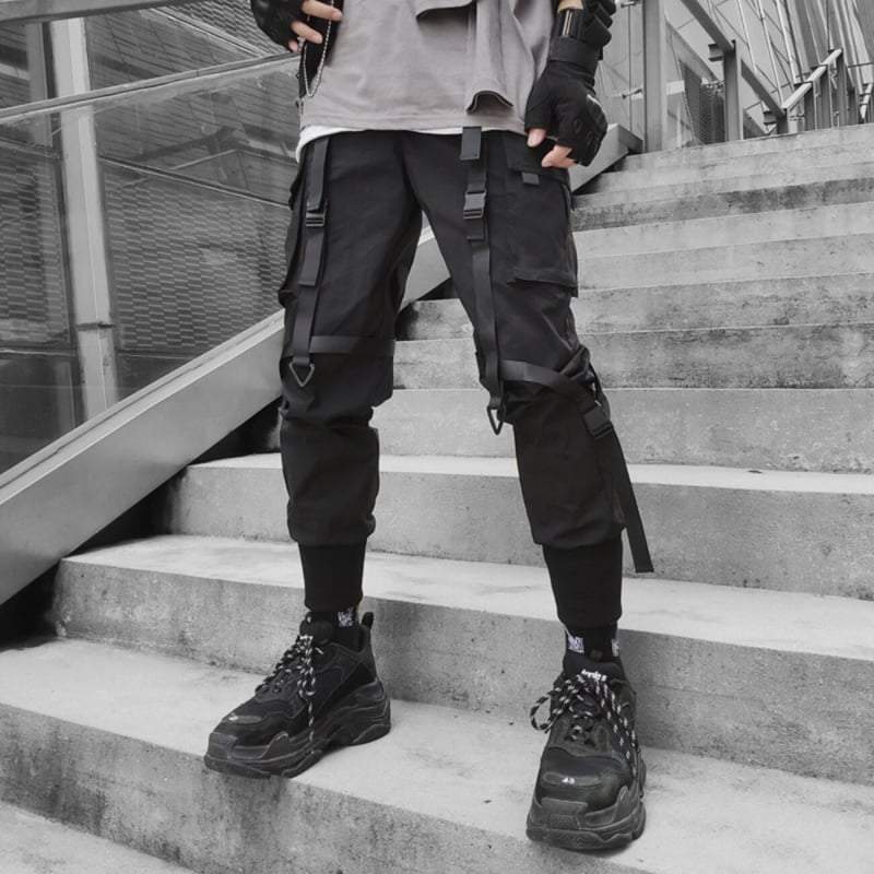 【BAON】Tokoe Brushed Banding Ribbon Cargo Pants Techwear Ribbon cargo pants