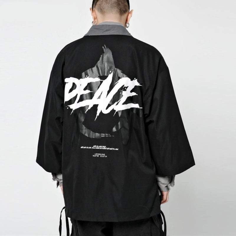 mando kimono jacket 黒 Long Black Kimono Jacket – Blackout Techwear UK