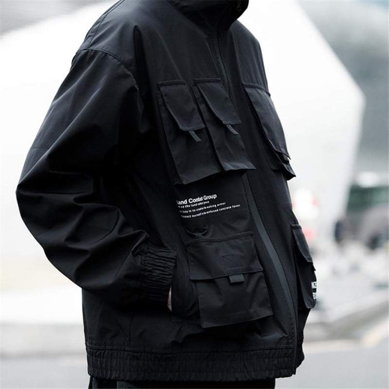 MFCT Men's Techwear Waterproof Windbreaker with Funnel Hoodie, Black, Small  : : Clothing, Shoes & Accessories